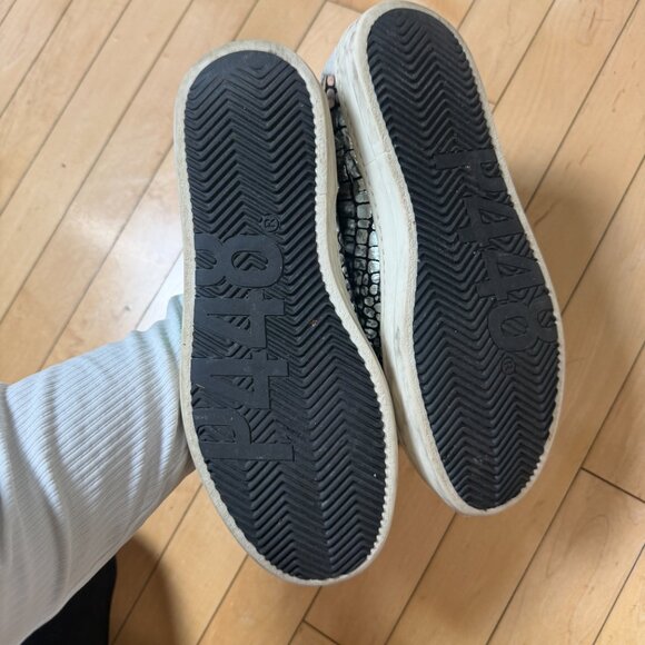 P448 Skate High Top Sneakers Silver & Green Faux Snakeskin Pattern Size 39 / 9 - Picture 8 of 11